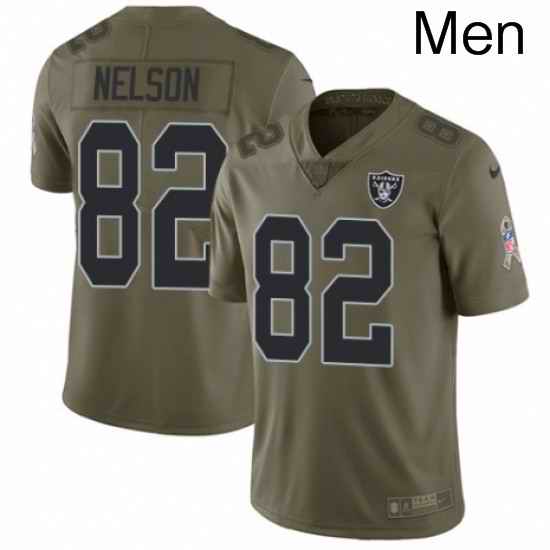 Mens Nike Oakland Raiders 82 Jordy Nelson Limited Olive 2017 Salute to Service NFL Jersey